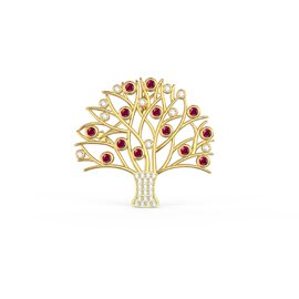 Tree of Life Ruby and Moissanite 18ct Gold Vermeil Brooch