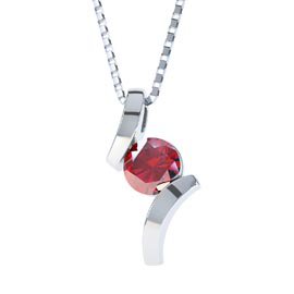 Combinations Ruby Round Platinum plated Silver Pendant