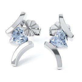 Combinations Aquamarine Heart 18ct White Gold Earrings