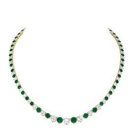 Eternity Emerald CZ 18ct Gold plated Silver Tennis Necklace