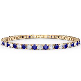 Eternity Sapphire and Moissanite 18ct Gold Vermeil Tennis Bracelet