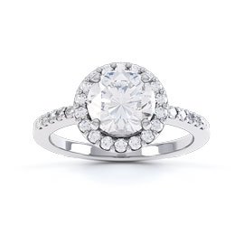 Eternity 1ct White Sapphire Halo Platinum plated Silver Promise Ring