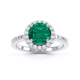 Eternity 1ct Emerald Halo Platinum plated Silver Promise Ring
