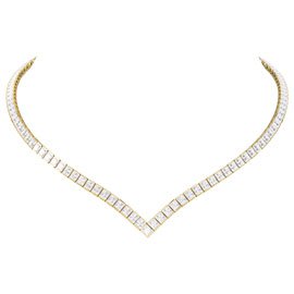 Princess Diamond CZ 18ct Gold plated Silver Tennis Necklace