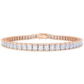 Princess 7ct Lab Diamond 18ct Rose Gold Tennis Bracelet