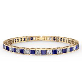 Princess Sapphire CZ 18ct Gold plated Silver Tennis Bracelet