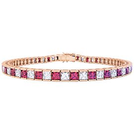 Princess Ruby CZ 18ct Rose Gold Vermeil Tennis Bracelet