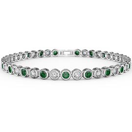 Infinity Emerald CZ Rhodium plated Silver Tennis Bracelet