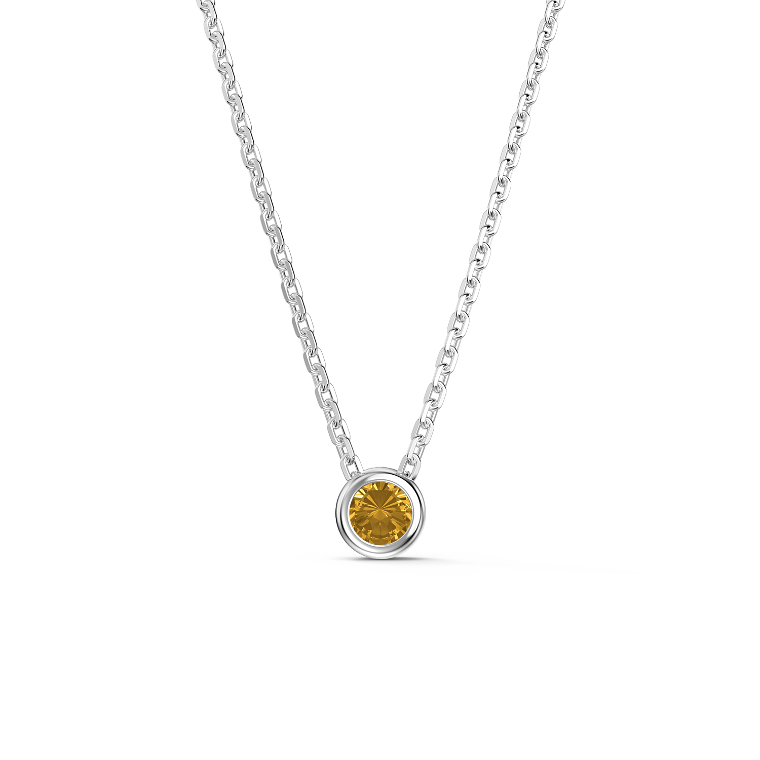 Infinity Citrine Platinum plated Silver Birthstone Adjustable Necklace
