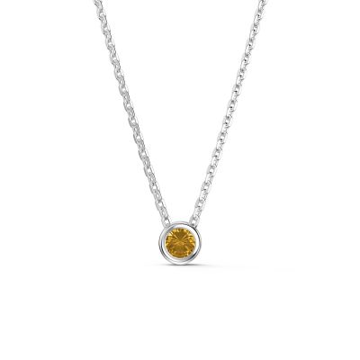 Infinity Citrine Platinum plated Silver Birthstone Adjustable Necklace