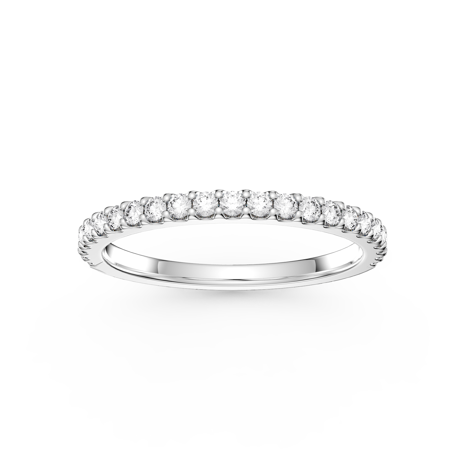 Radiant Moissanite Platinum plated Silver Half Eternity Ring