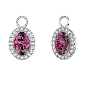 Eternity 1.5ct Pink Sapphire Oval Halo Platinum plated Silver Interchangeable Earring Drops