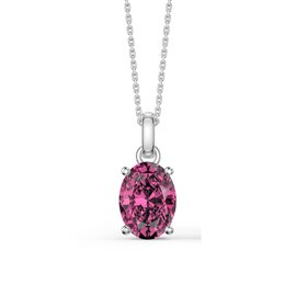 Eternity Oval Pink Sapphire Platinum plated Silver Pendant