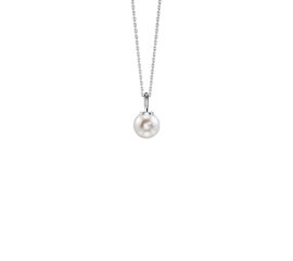 Infinity Pearl Platinum plated Silver Adjustable Necklace