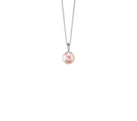 Infinity Pink Pearl Platinum plated Silver Adjustable Necklace