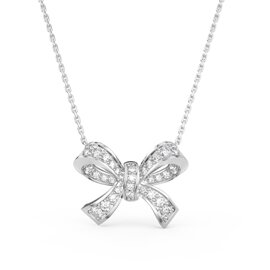 Charisma Moissanite Ribbon Platinum plated Silver Adjustable Pendant Necklace
