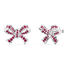 Charisma Ruby Ribbon Platinum plated Silver Earrings