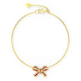 Charisma Ruby Ribbon 18ct Gold Vermeil Adjustable Bracelet