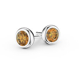 Infinity Citrine Platinum plated Silver Stud Earrings