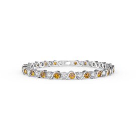 Infinity Citrine and Moissanite Platinum plated Silver S Bar Tennis Bracelet