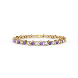 Infinity Amethyst and Moissanite 18ct Gold Vermeil S Bar Tennis Bracelet