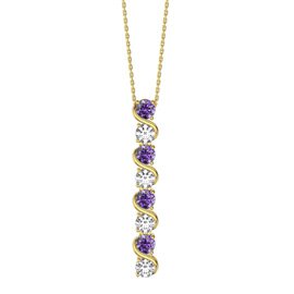 Infinity Amethyst and White Sapphire 18ct Gold Vermeil S Bar Pendant Necklace