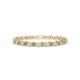 Infinity Peridot and Moissanite 18ct Gold Vermeil S Bar Tennis Bracelet