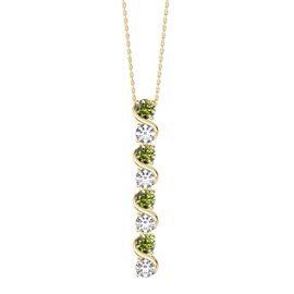 Infinity Peridot and White Sapphire 18ct Gold Vermeil S Bar Pendant Necklace
