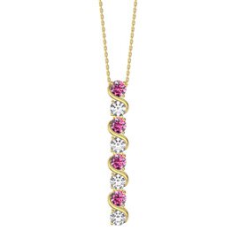 Infinity Pink Sapphire and White Sapphire 18ct Gold Vermeil S Bar Pendant Necklace
