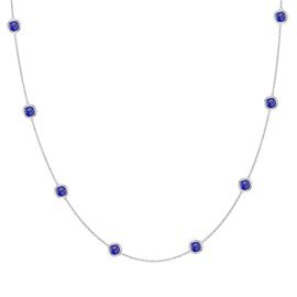 Sapphire By the Yard Platinum plated Silver Necklace