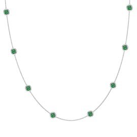 Emerald By the Yard Platinum plated Silver Necklace