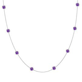 Amethyst By the Yard Platinum plated Silver Necklace