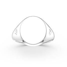 Oval 9ct White Gold Signet Ring