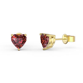 Charmisma 1ct Heart Garnet 18ct Gold Vermeil Stud Earrings