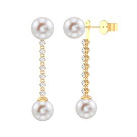 Fusion Pearl 18ct Gold Vermeil Round Stud and Drop Earrings Set