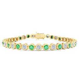 Infinity Emerald and Lab Diamond 18ct Yellow Gold Tennis Bracelet