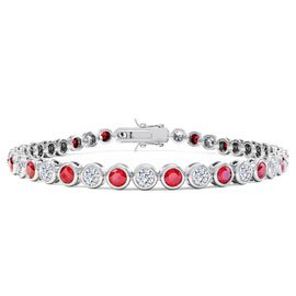 Infinity Ruby and Lab Diamond 18ct White Gold Tennis Bracelet