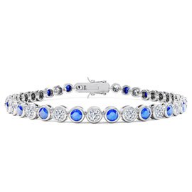 Infinity Sapphire and Lab Diamond 9ct White Gold Tennis Bracelet