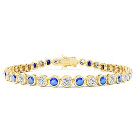 Infinity Sapphire and Moissanite 18ct Yellow Gold Tennis Bracelet