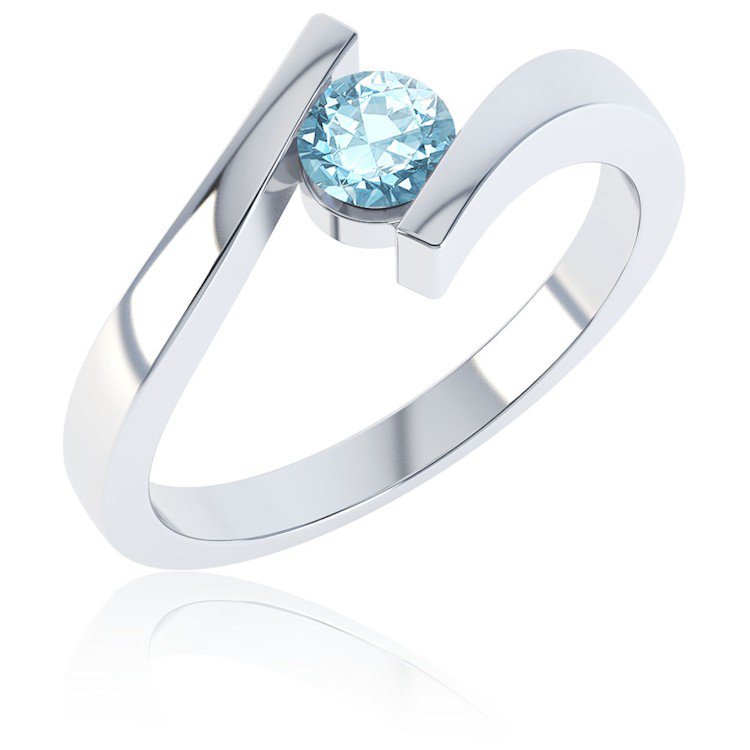 Combinations Blue Topaz Platinum plated Silver Round Stacking Ring