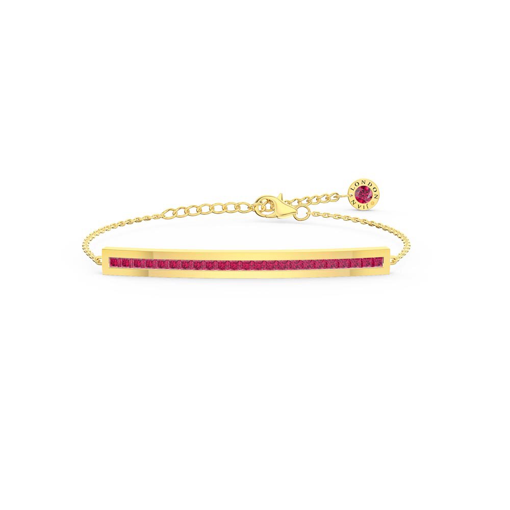 Princess Ruby 9ct Yellow Gold Line Bracelet