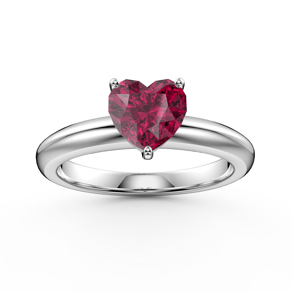 Unity 1ct Heart Ruby Solitaire Platinum Ring