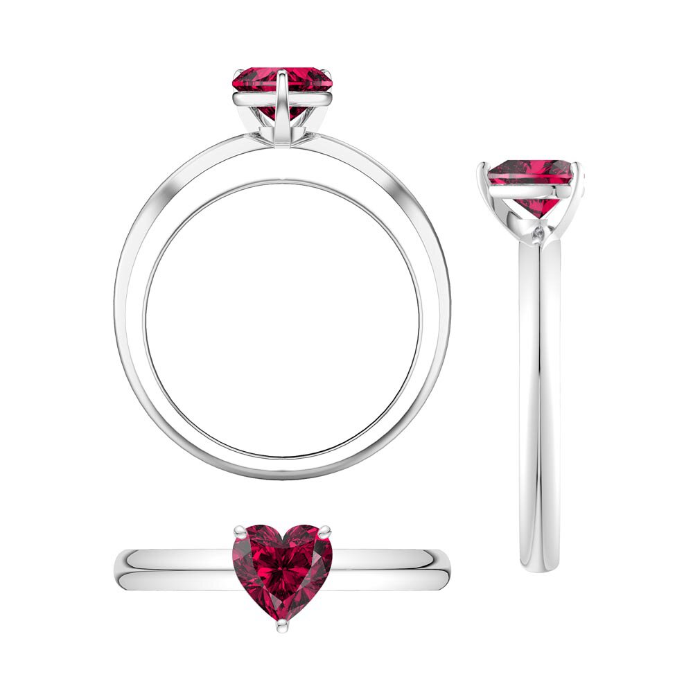 Unity 1ct Heart Ruby Solitaire 9ct White Gold Proposal Ring #5
