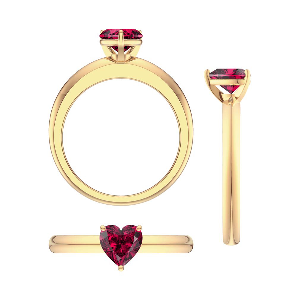 Unity 1ct Heart Ruby Solitaire 9ct Yellow Gold Proposal Ring #5