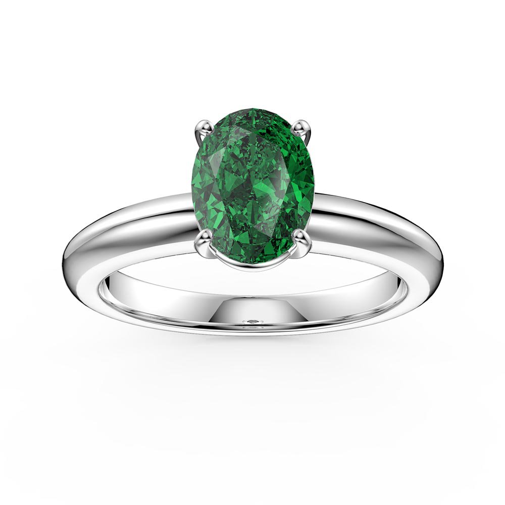 Unity 1.25ct Oval Emerald Solitaire 18ct White Gold Proposal Ring