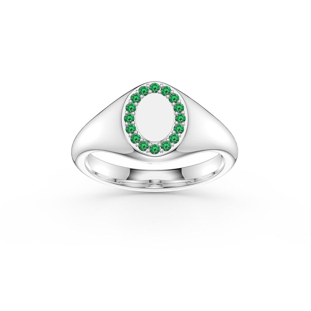 Emerald 9ct White Gold Signet Ring