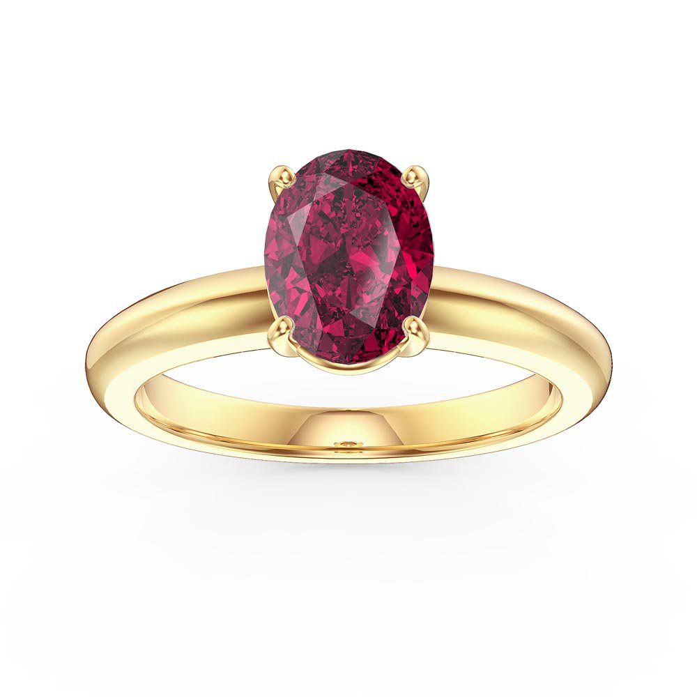 Unity 1.25ct Oval Ruby Solitaire 9ct Yellow Gold Proposal Ring