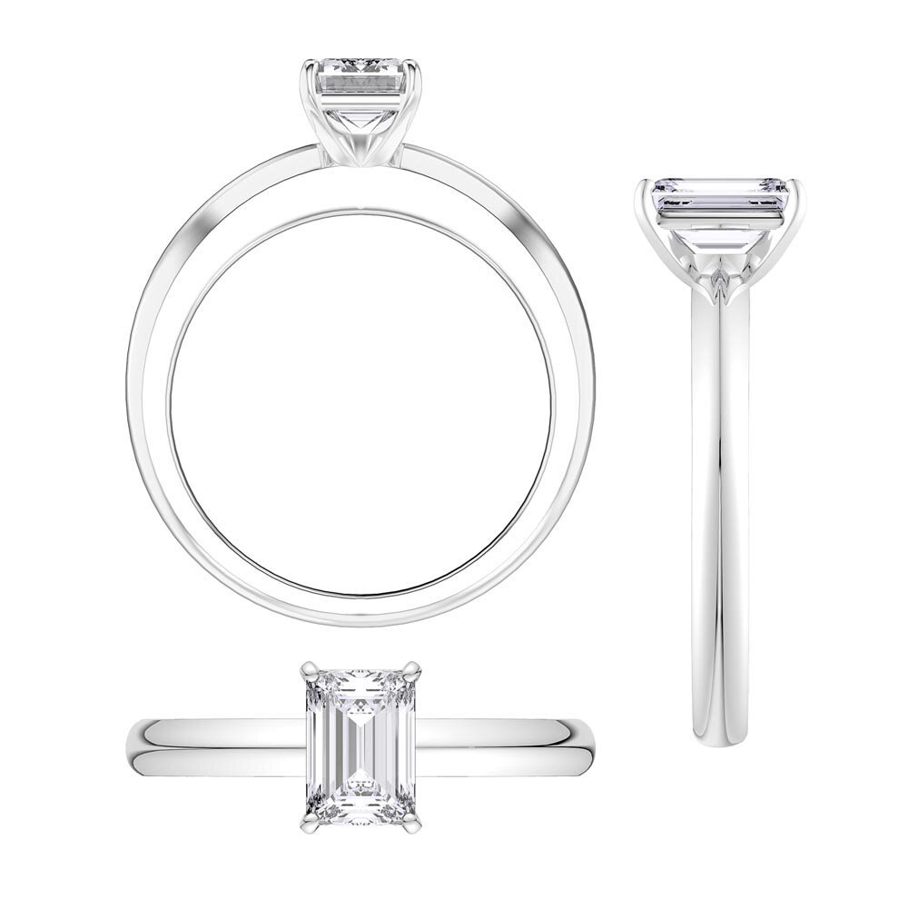 Unity 1ct Diamond Emerald Cut Solitaire Platinum Engagement Ring #4