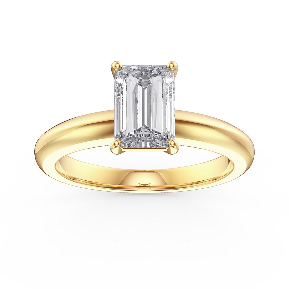 Unity 1ct Moissanite Emerald Cut Solitaire 18ct Yellow Gold Proposal Ring