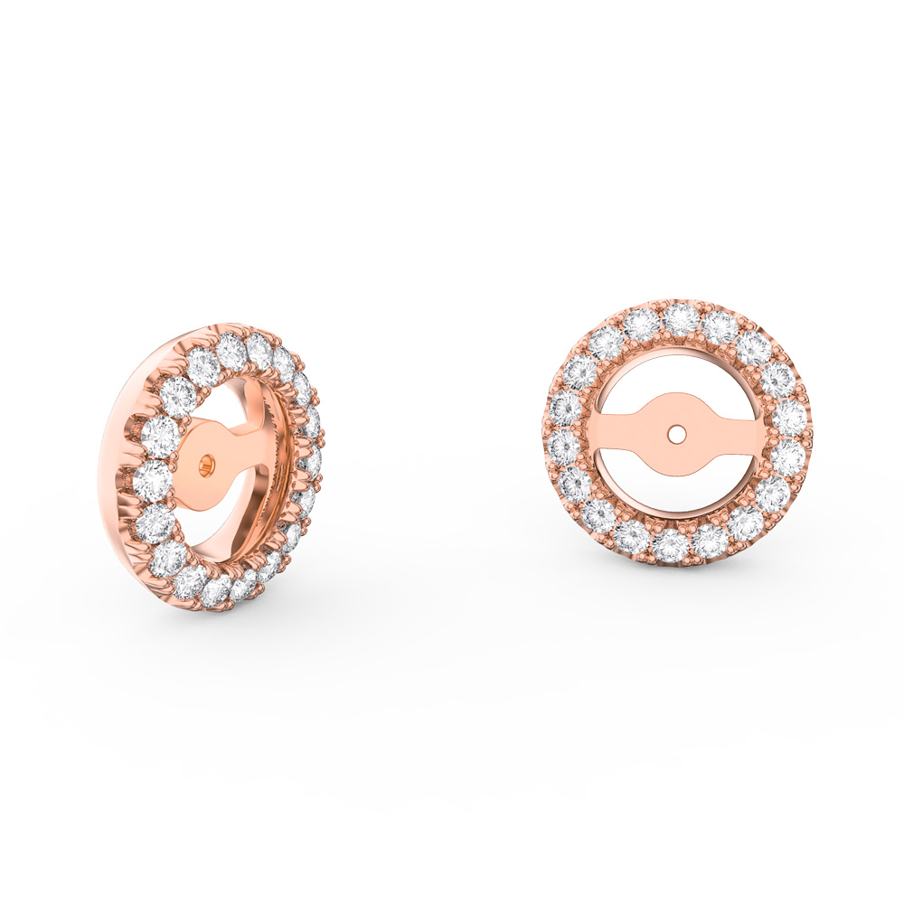 Fusion White Sapphire 9ct Rose Gold Stud Earrings Halo Jacket Set #6